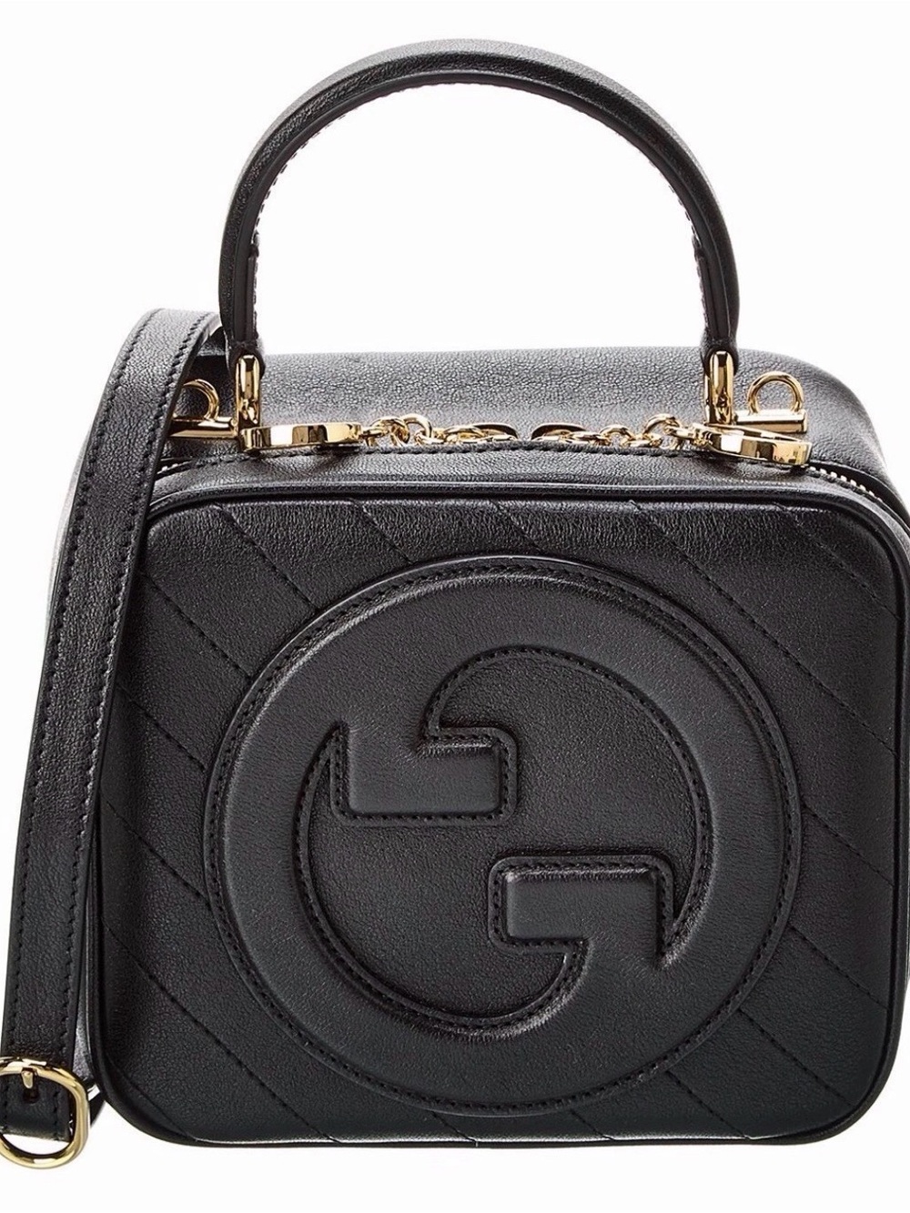 Gucci Black Quilted Leather Mini Top-Handle Bag with Gold Hardware